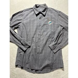 Miami Dolphins Long Sleeve Button Down Stitch Logo Antique Men's L Shirt